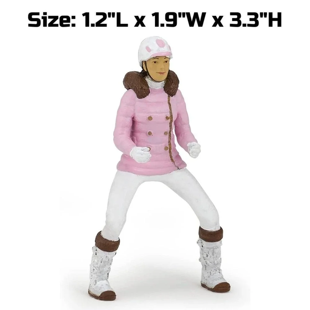Winter Riding‎ Girl Figurine - Hand Painted Horse Rider Toy Figure - Papo 52011